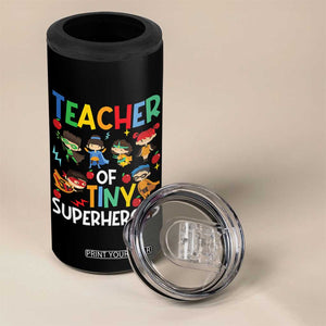 Teacher of Tiny Superheroes 4 in 1 Can Cooler Tumbler Funny 100th Day of School