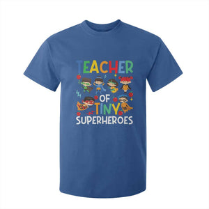 Teacher of Tiny Superheroes T Shirt For Kid Funny 100th Day of School