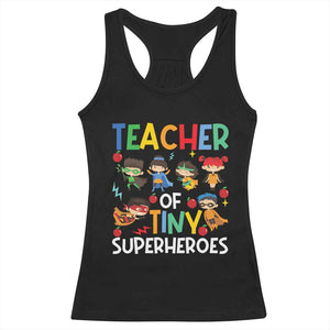 Teacher of Tiny Superheroes Racerback Tank Top Funny 100th Day of School