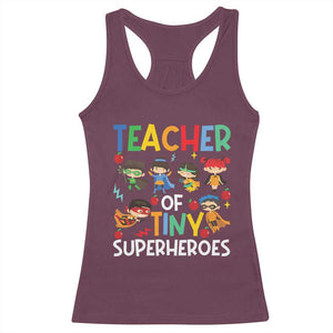 Teacher of Tiny Superheroes Racerback Tank Top Funny 100th Day of School