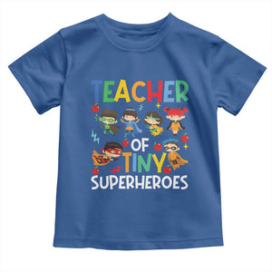 Teacher of Tiny Superheroes Toddler T Shirt Funny 100th Day of School