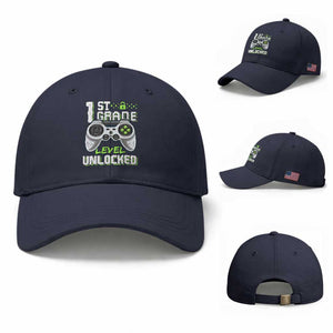 Leveling Up To School Funny Gamer Boys Baseball Cap First Day Back to School Gift