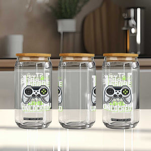 Leveling Up To School Funny Gamer Boys Glass Can First Day Back to School Gift