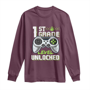 Leveling Up To School Funny Gamer Boys Long Sleeve Shirt First Day Back to School Gift