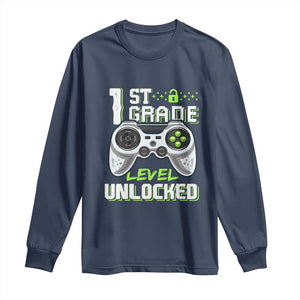 Leveling Up To School Funny Gamer Boys Long Sleeve Shirt First Day Back to School Gift