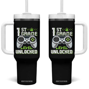 Leveling Up To School Funny Gamer Boys Tumbler With Handle First Day Back to School Gift