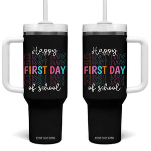 Happy First Day of School Tumbler With Handle Positive Vibe Teacher and Student Gift