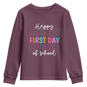 Happy First Day of School Youth Sweatshirt Positive Vibe Teacher and Student Gift