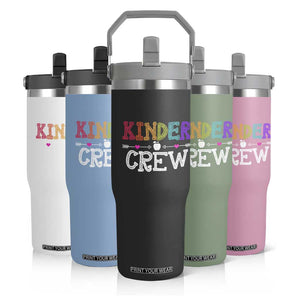 Kinder Crew Funny Kindergarten Flip Straw Tumbler Teacher and Student Back to School