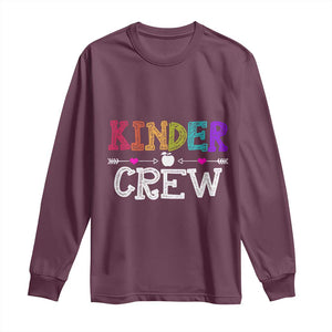 Kinder Crew Funny Kindergarten Long Sleeve Shirt Teacher and Student Back to School