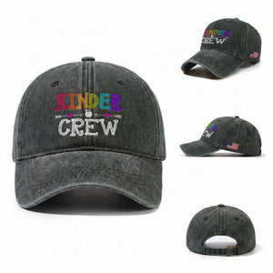 Kinder Crew Funny Kindergarten Washed Cotton Baseball Cap Teacher and Student Back to School
