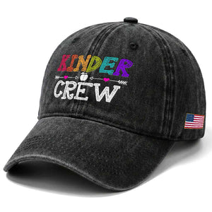 Kinder Crew Funny Kindergarten Washed Cotton Baseball Cap Teacher and Student Back to School
