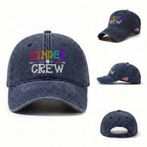 Kinder Crew Funny Kindergarten Washed Cotton Baseball Cap Teacher and Student Back to School