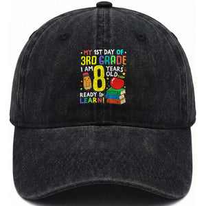 Hello 3rd Grade Washed Cotton Baseball Cap Boys and Girls First Day Back to School Gift