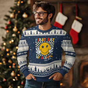 First Day of School Vibes Ugly Christmas Sweater Aesthetic Back to School Teacher Student