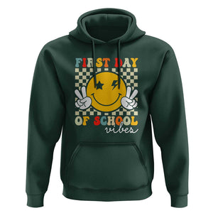 First Day of School Vibes Hoodie Back to School for Teachers and Students TS01 Dark Forest Green Print Your Wear