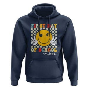 First Day of School Vibes Hoodie Back to School for Teachers and Students TS01 Navy Print Your Wear