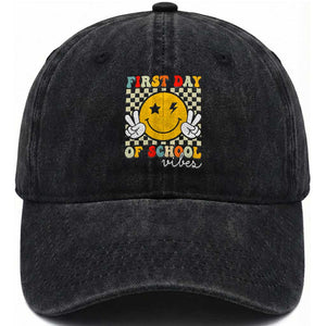 First Day of School Vibes Washed Cotton Baseball Cap Aesthetic Back to School Teacher Student
