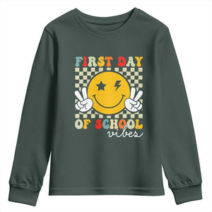 First Day of School Vibes Youth Sweatshirt Aesthetic Back to School Teacher Student