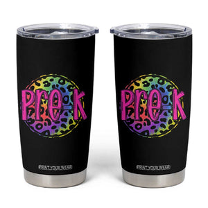 Pre-Kindergarten Neon Leopard Effect Printing Tumbler Cup Wild About PreK Teacher Student Gift