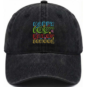 Happy 100 Days of School Washed Cotton Baseball Cap 100th Day Funny Milestone Celebration