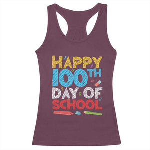 100 Days of School Celebration Racerback Tank Top Happy 100th Day Student Teacher Gift