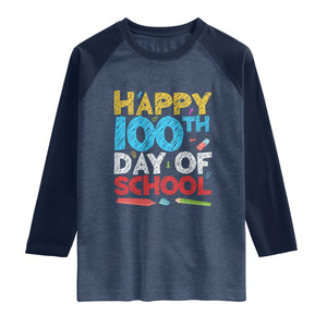100 Days of School Celebration Raglan Shirt Happy 100th Day Student Teacher Gift