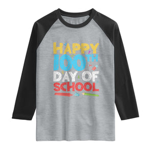 100 Days of School Celebration Raglan Shirt Happy 100th Day Student Teacher Gift