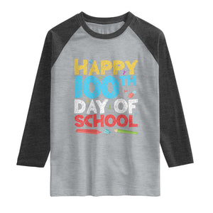 100 Days of School Celebration Raglan Shirt Happy 100th Day Student Teacher Gift