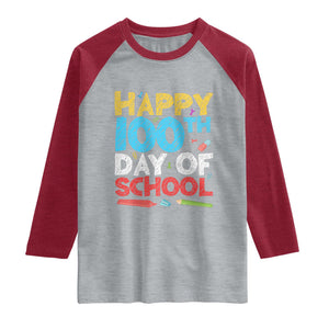 100 Days of School Celebration Raglan Shirt Happy 100th Day Student Teacher Gift
