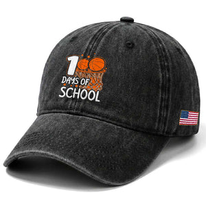 100 Days of Rocking School Basketball Washed Cotton Baseball Cap Cool Kids Sports Gift