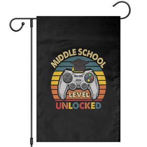 Middle School Level Unlocked Garden Flag Funny Gamer First Day of Middle School