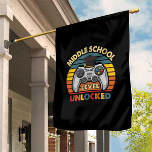 Middle School Level Unlocked Garden Flag Funny Gamer First Day of Middle School
