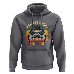 Middle School Level Unlocked Hoodie Happy First Day of Middle School TS01 Charcoal Print Your Wear