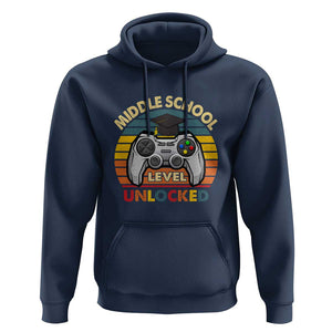 Middle School Level Unlocked Hoodie Happy First Day of Middle School TS01 Navy Print Your Wear