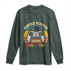 Middle School Level Unlocked Long Sleeve Shirt Funny Gamer First Day of Middle School