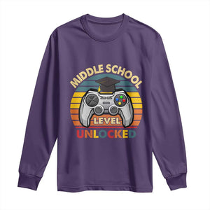 Middle School Level Unlocked Long Sleeve Shirt Funny Gamer First Day of Middle School