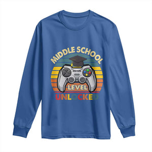 Middle School Level Unlocked Long Sleeve Shirt Funny Gamer First Day of Middle School