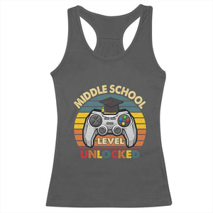Middle School Level Unlocked Racerback Tank Top Funny Gamer First Day of Middle School