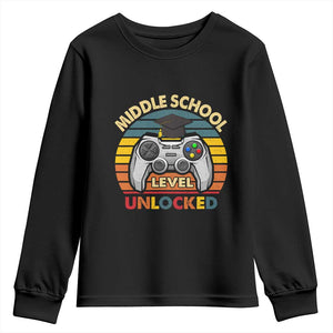 Middle School Level Unlocked Youth Sweatshirt Funny Gamer First Day of Middle School