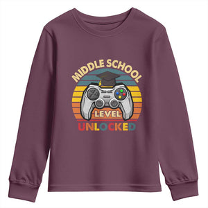Middle School Level Unlocked Youth Sweatshirt Funny Gamer First Day of Middle School
