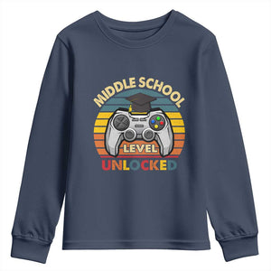 Middle School Level Unlocked Youth Sweatshirt Funny Gamer First Day of Middle School