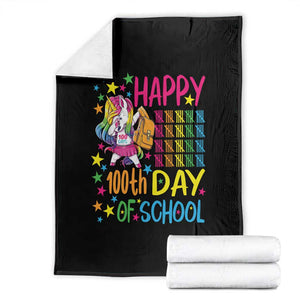 Happy 100th Day of School Unicorn Throw Blanket Magical Girls Celebration Gift