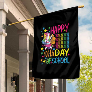 Happy 100th Day of School Unicorn Garden Flag Magical Girls Celebration Gift