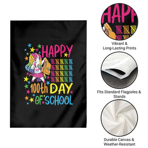 Happy 100th Day of School Unicorn Garden Flag Magical Girls Celebration Gift