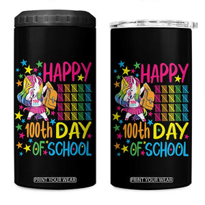 Happy 100th Day of School Unicorn 4 in 1 Can Cooler Tumbler Magical Girls Celebration Gift