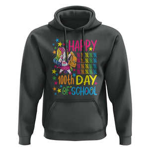 Happy 100th Day of School Unicorn Hoodie Celebration Design TS01 Dark Heather Print Your Wear
