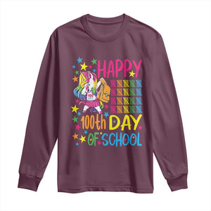 Happy 100th Day of School Unicorn Long Sleeve Shirt Magical Girls Celebration Gift