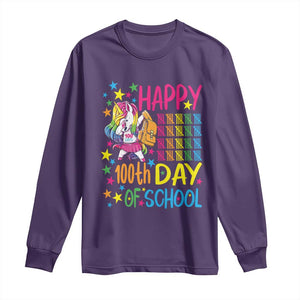Happy 100th Day of School Unicorn Long Sleeve Shirt Magical Girls Celebration Gift