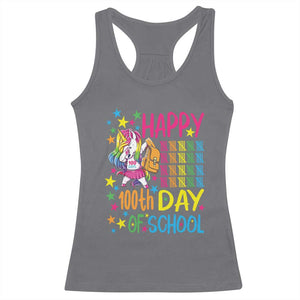 Happy 100th Day of School Unicorn Racerback Tank Top Magical Girls Celebration Gift
